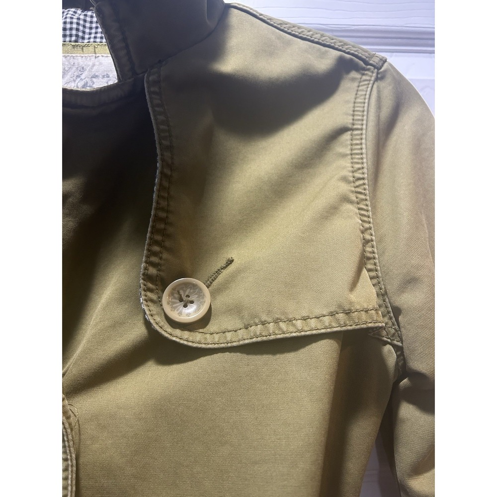 Levis Mid Length belted Trendy Fitted Trench Jacket Coat Olive Green Size Small - Picture 8 of 13